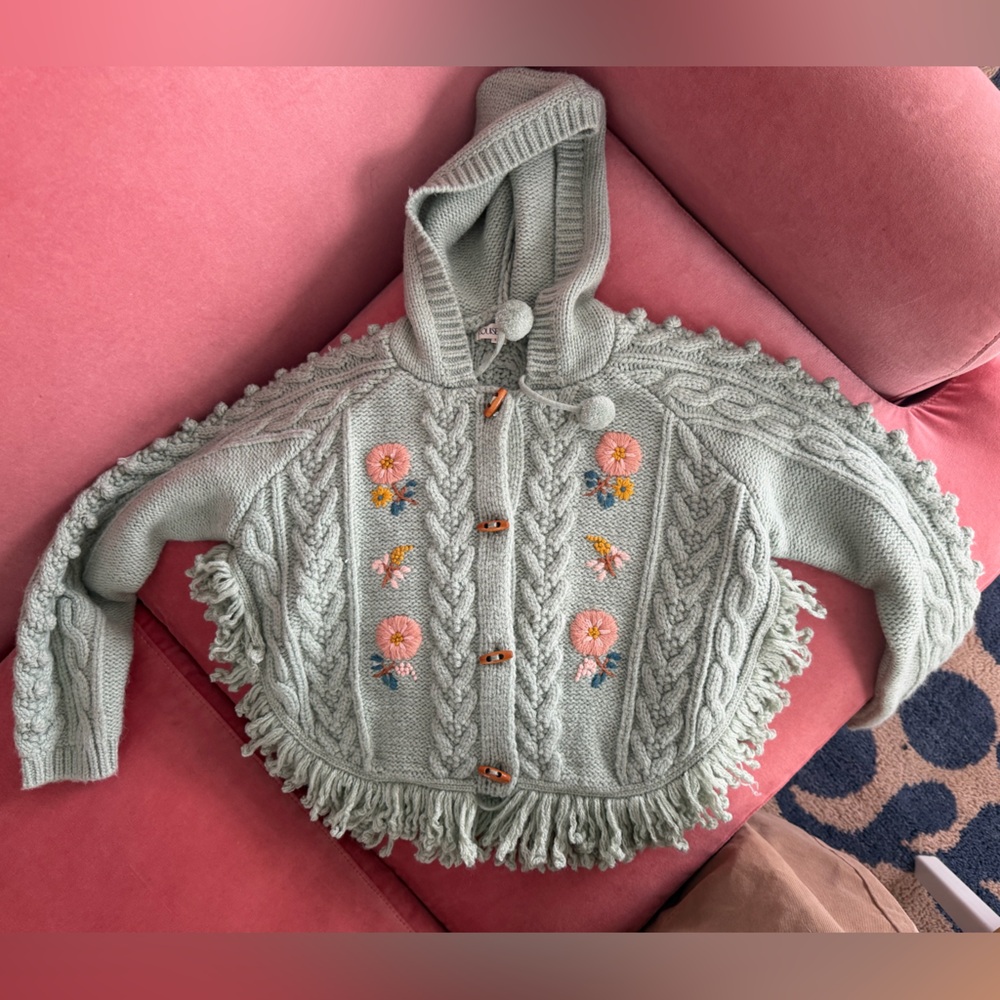 Louise Misha nwot gorgeous kids Embroidered sweater with Fringe 10y